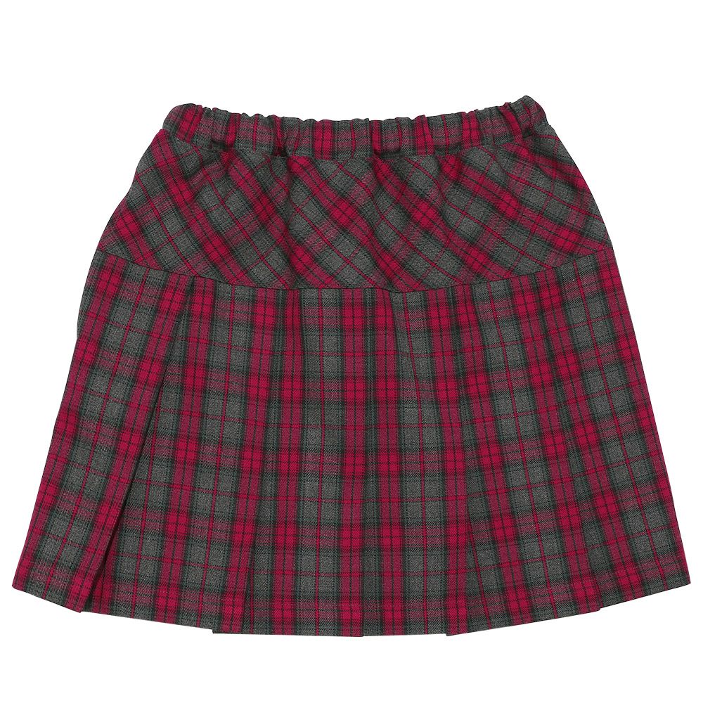 Check pattern pleated skirt Red back
