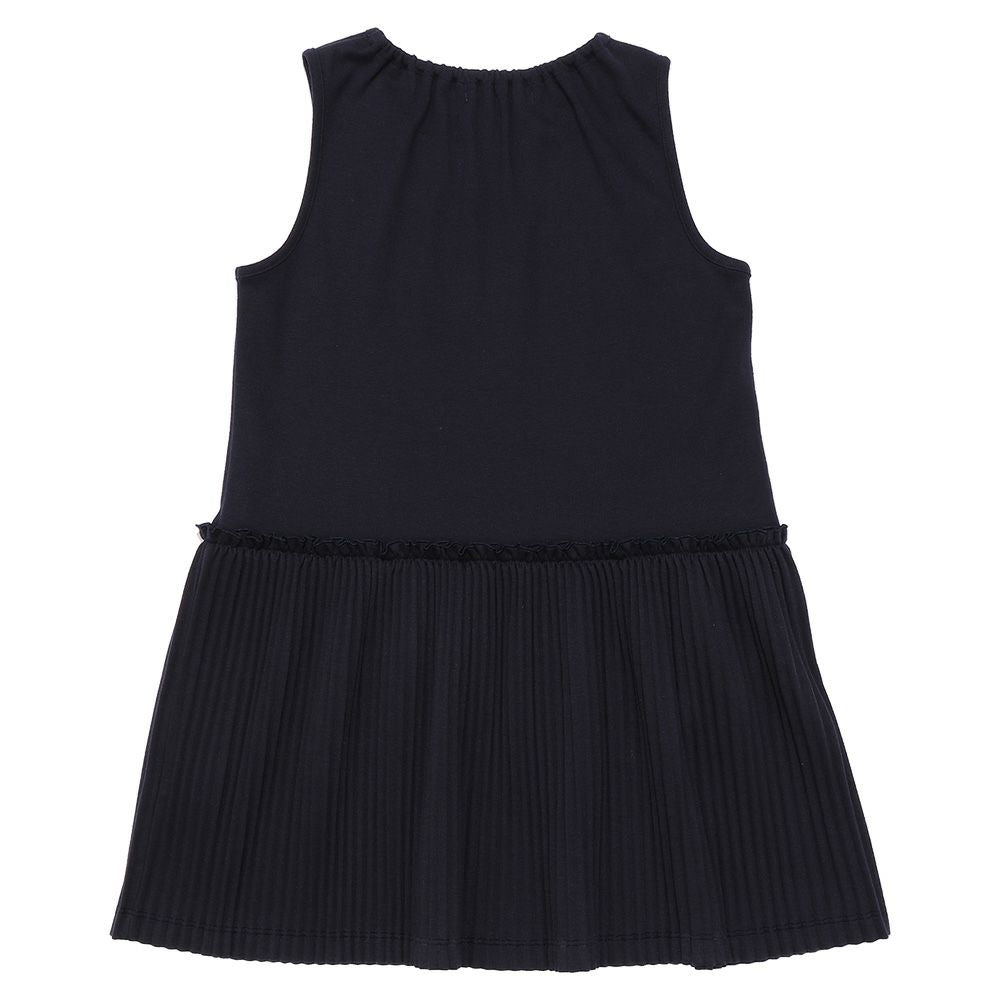 Pleated dress with ribbon Navy back