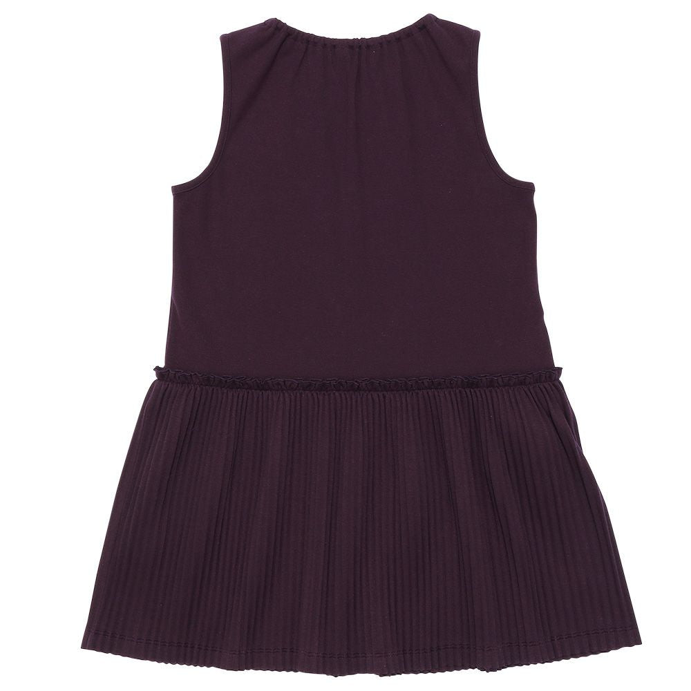 Pleated dress with ribbon Purple back