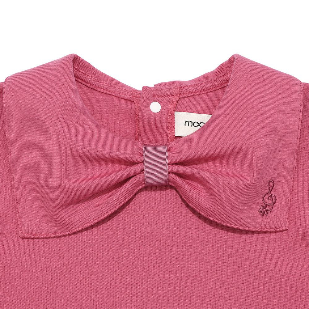 Ribbon collar notes embroidery T -shirt Pink Design point 1