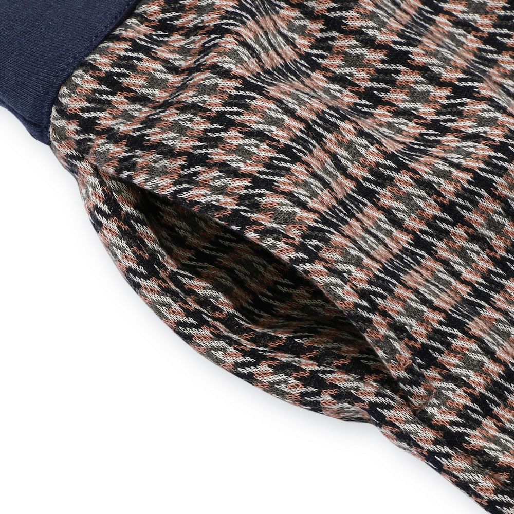 Staggered check pattern dress with ribbon Navy Design point 1