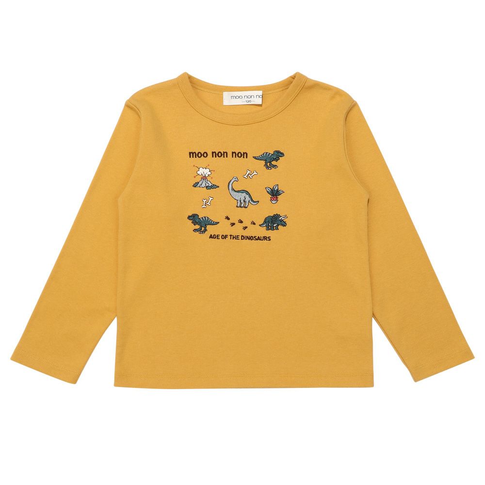 Logo & Dinosaur Embroidery Design T -shirt Yellow front