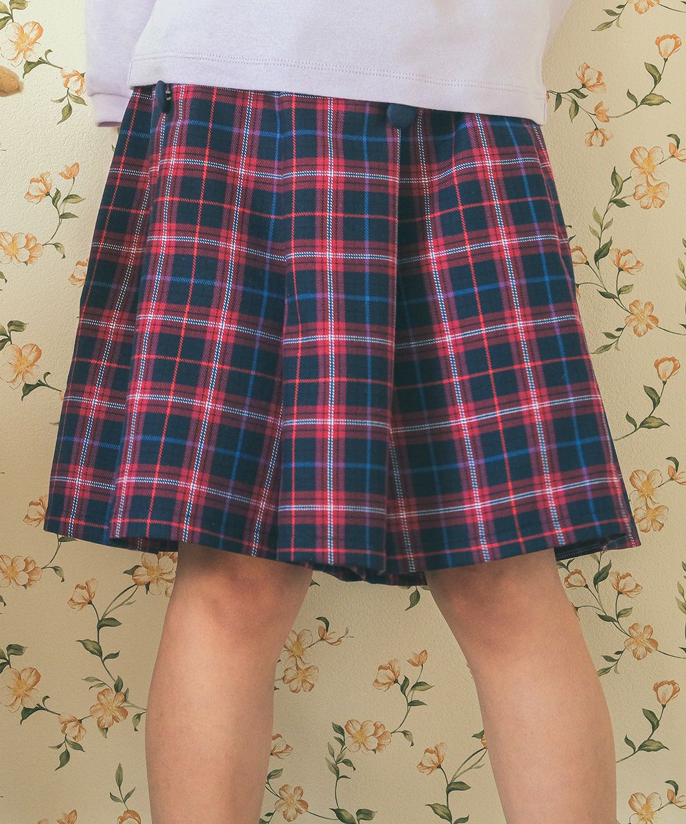 Original plaid pattern culotte with covered button  MainImage