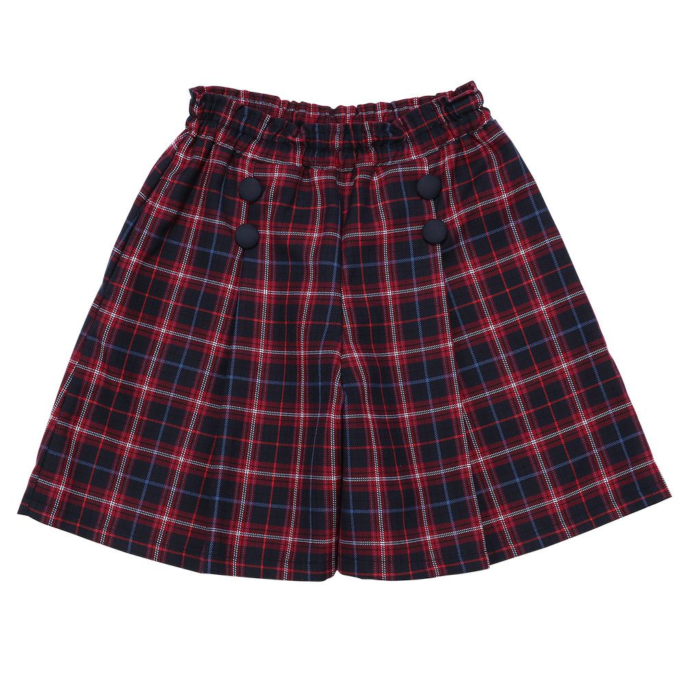 Original plaid pattern culotte with covered button Navy front
