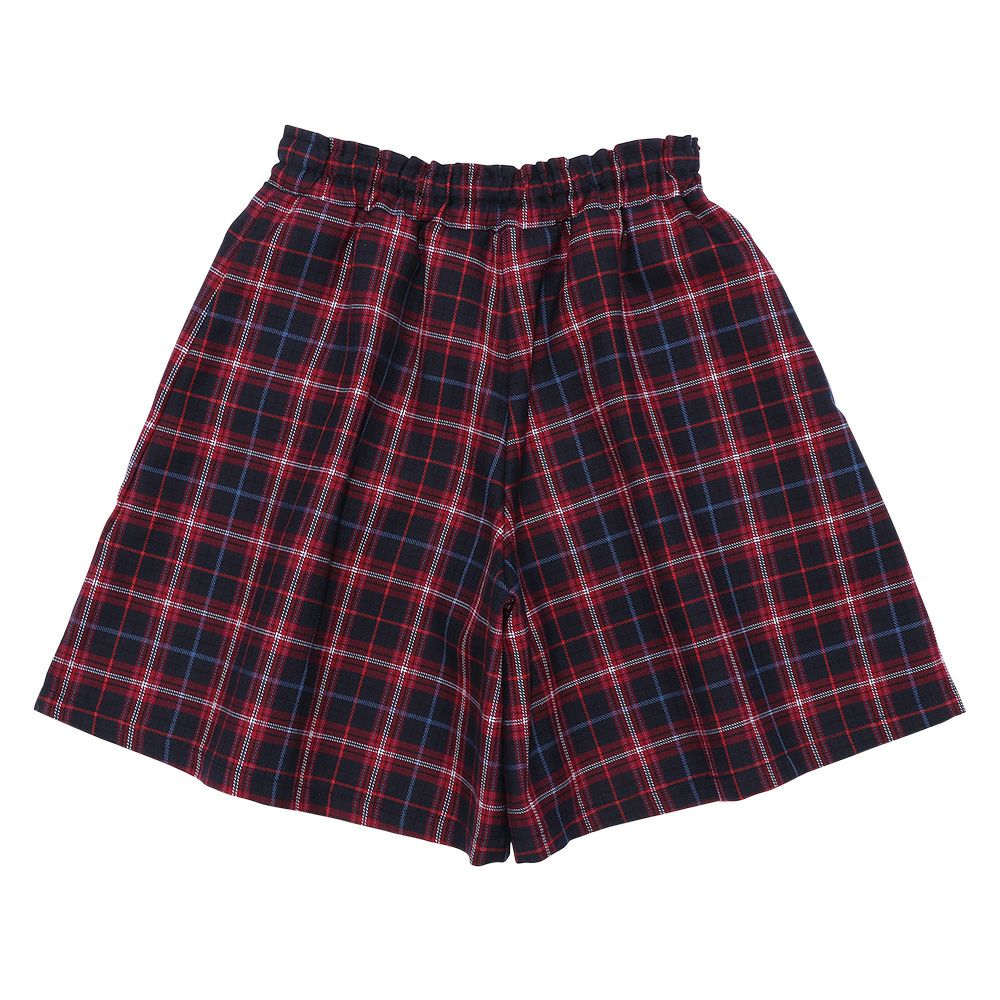 Original plaid pattern culotte with covered button Navy back