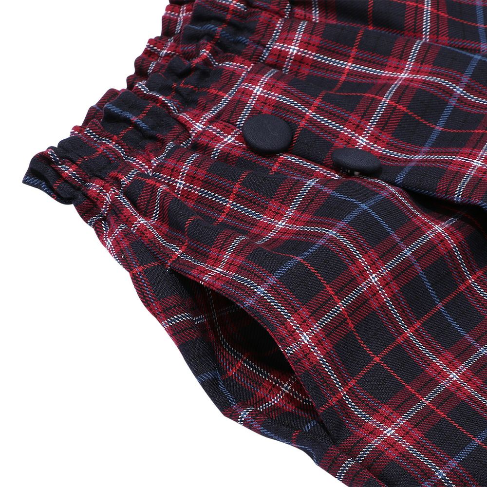 Original plaid pattern culotte with covered button Navy Design point 1