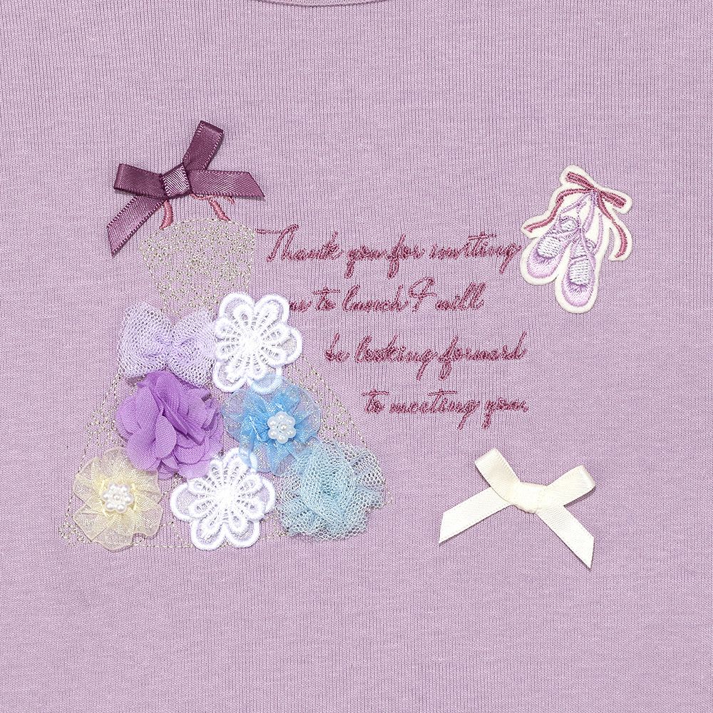 Formal dress embroidery logo T -shirt Purple Design point 1