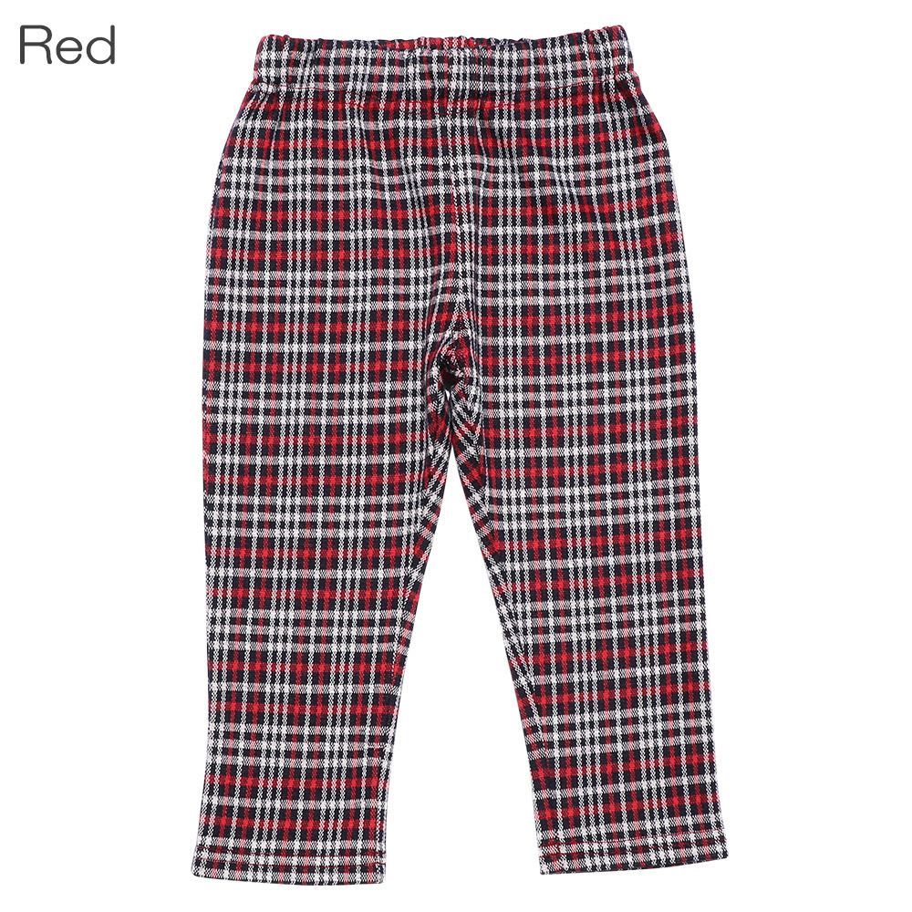 Check pattern 10 minutes length pants Red front