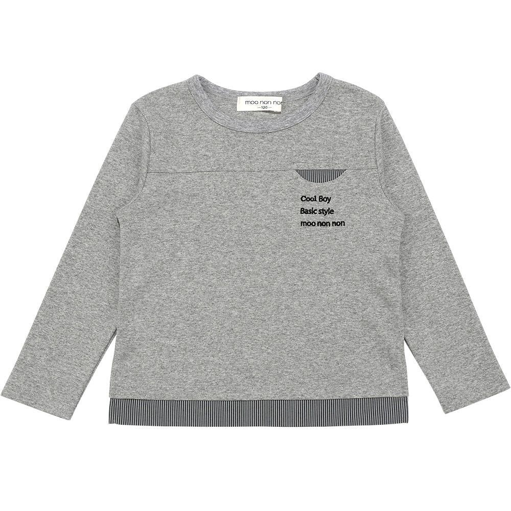 Hem fake layered logo print T -shirt Misty Gray front