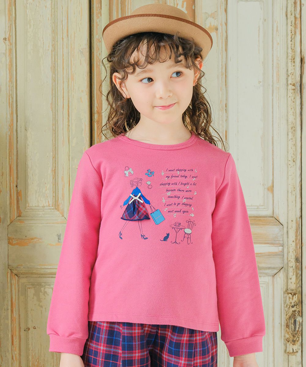 Girl Motif Logo Print Fleece Trainer Pink model image up