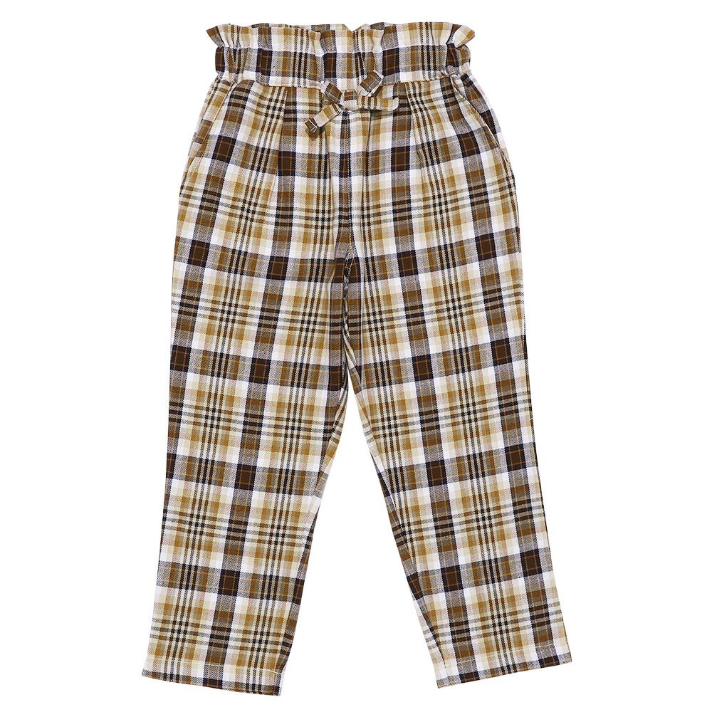 100% cotton plaid pants Beige front