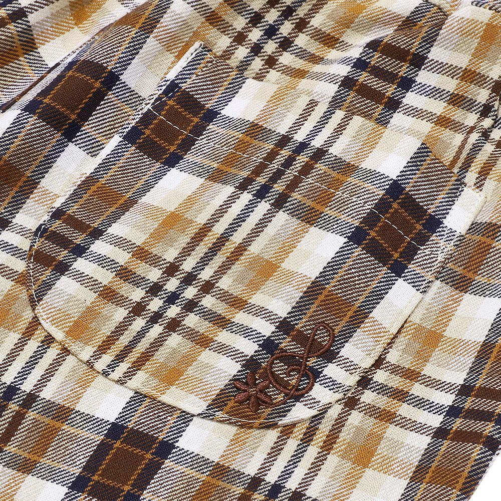 100% cotton plaid pants Beige Design point 1