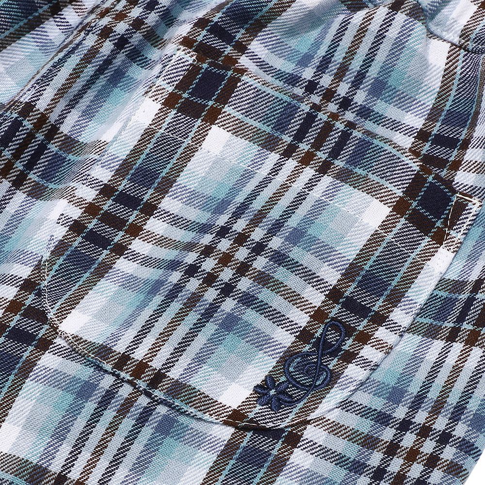 100% cotton plaid pants Blue Design point 1