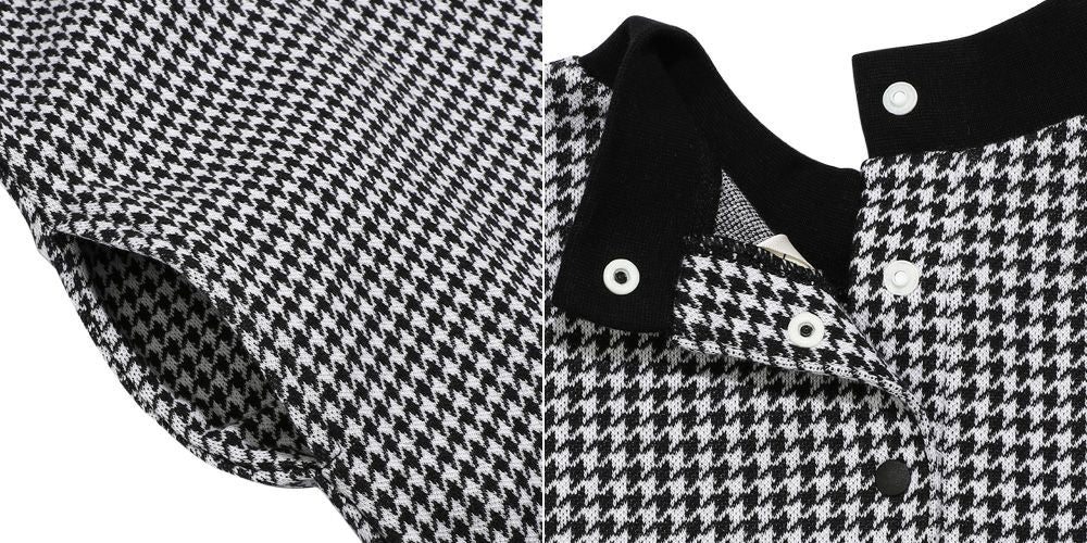 Houndstooth musical note embroidery dress White/Black Design point 2