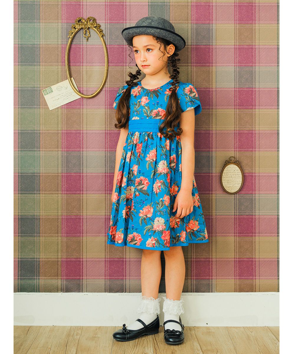 Made in Japan Liberty Print Floral Dress Blue model image up