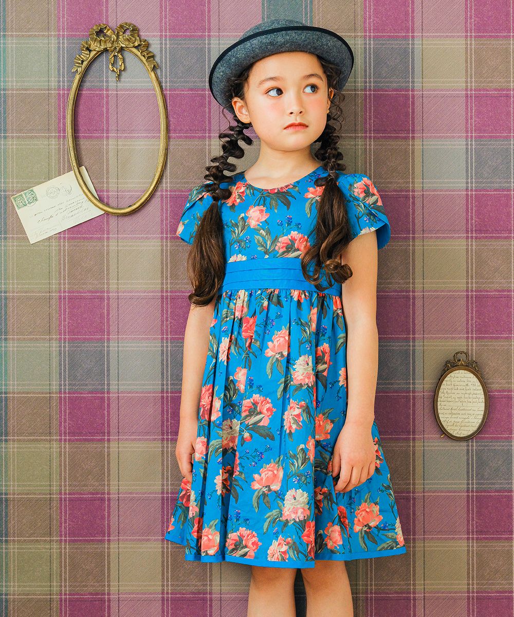 Made in Japan Liberty Print Floral Dress Blue model image 4