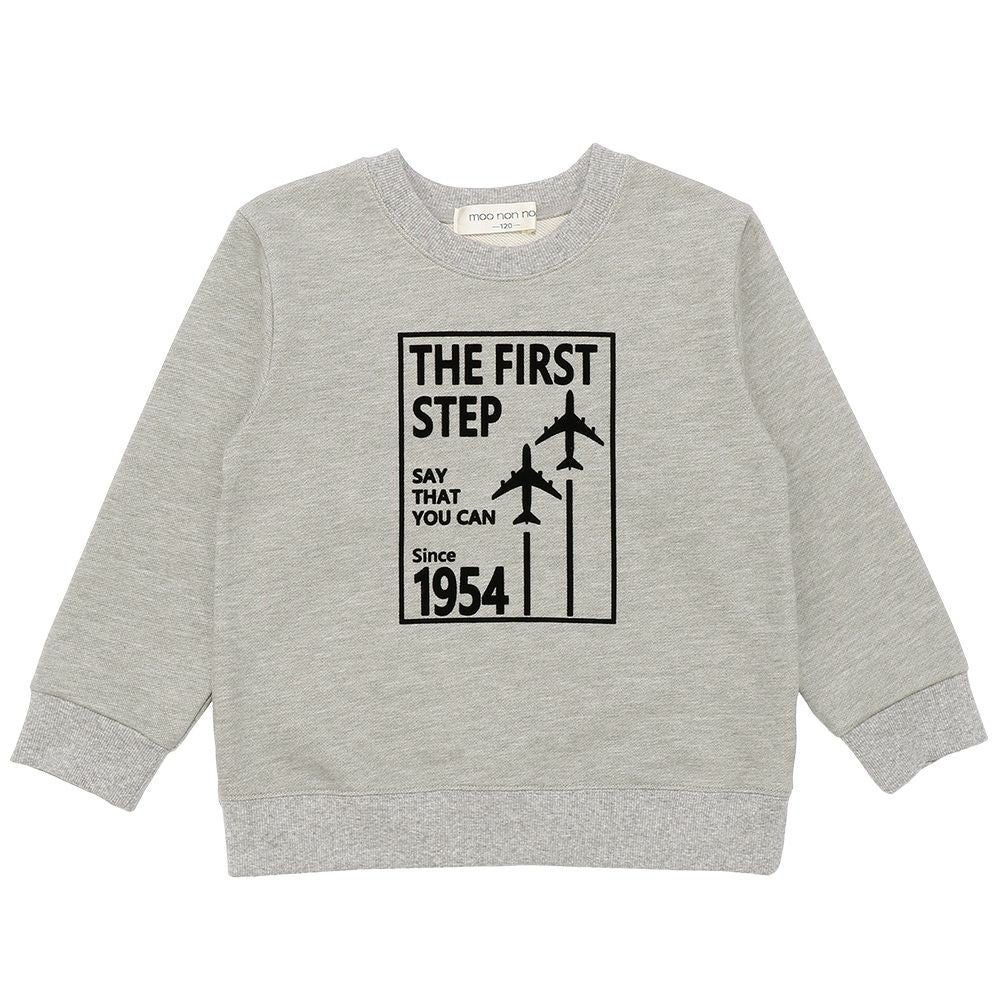 airplane logo print sweatshirt Misty Gray front