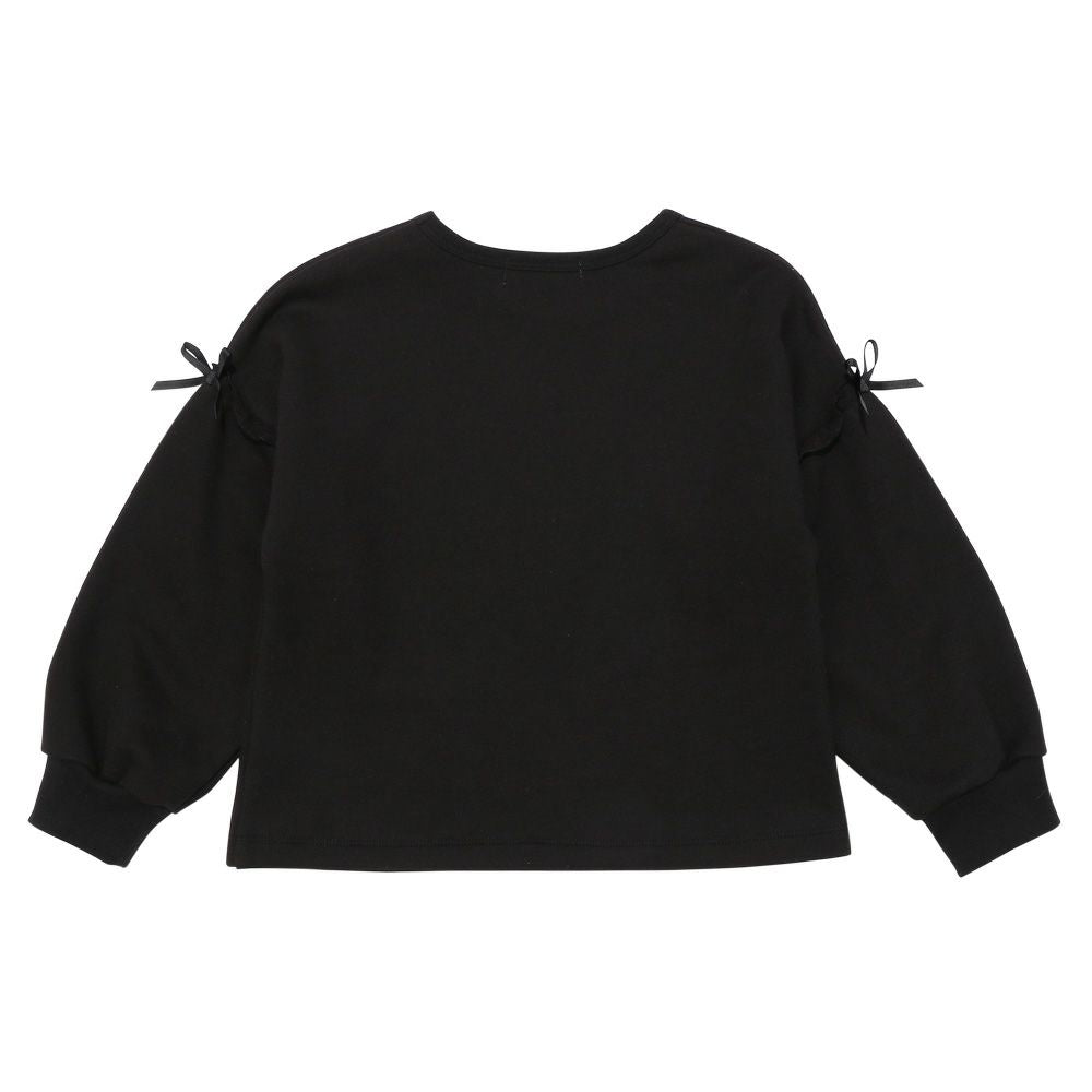 Cherry Musical Note Embroidered Ribbon Sweatshirt Black back