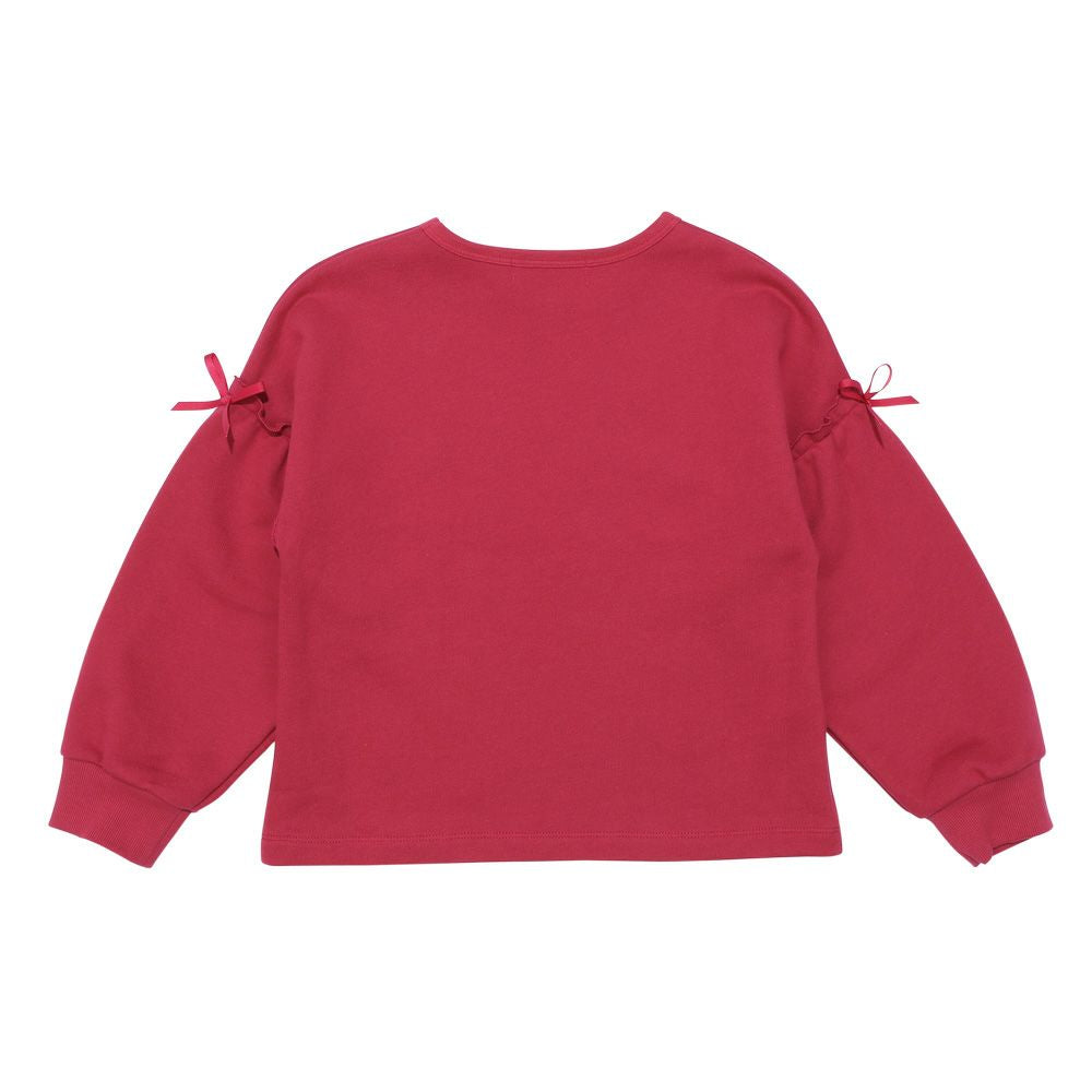 Cherry Musical Note Embroidered Ribbon Sweatshirt Pink back