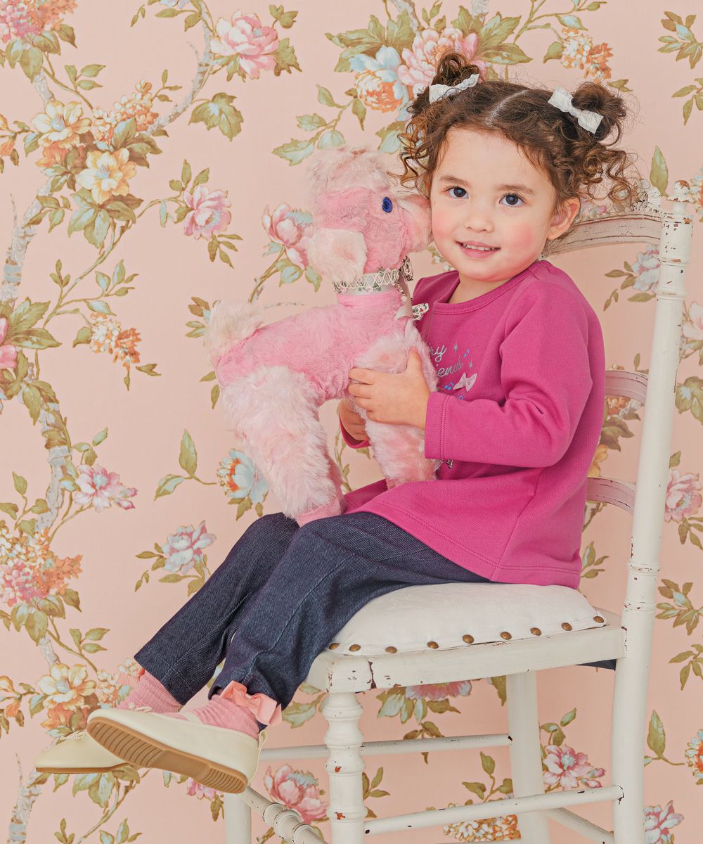 Ribbon note unicorn embroidery trainer Pink model image 2