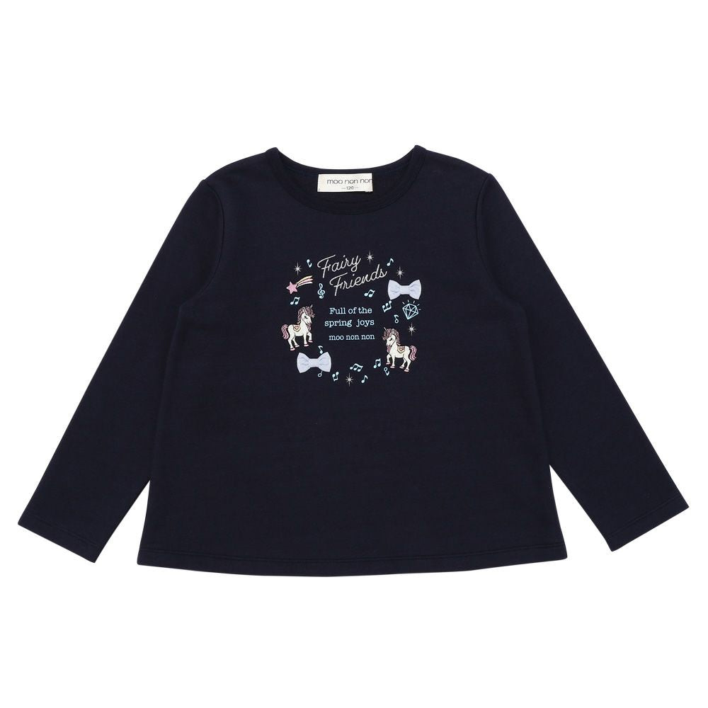 Ribbon note unicorn embroidery trainer Navy front