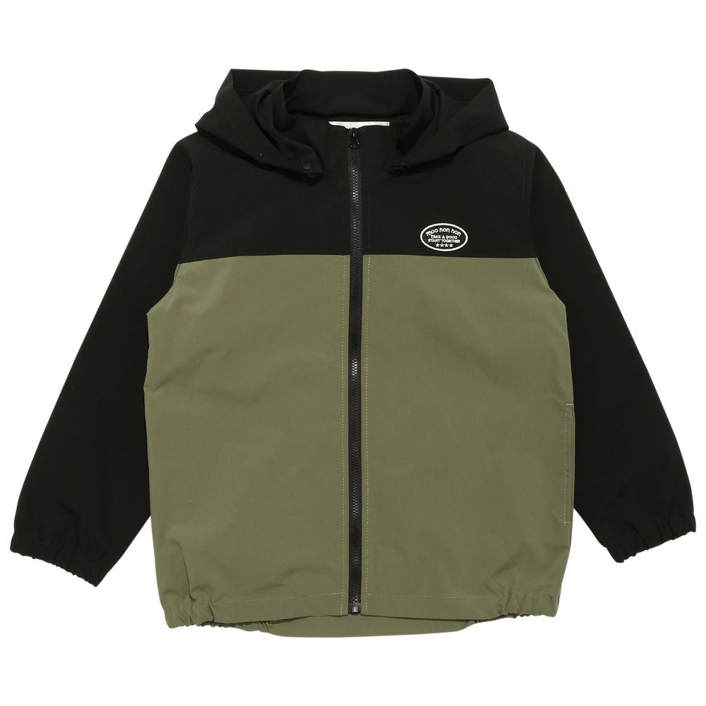 hooded zip-up hoodie Khaki front