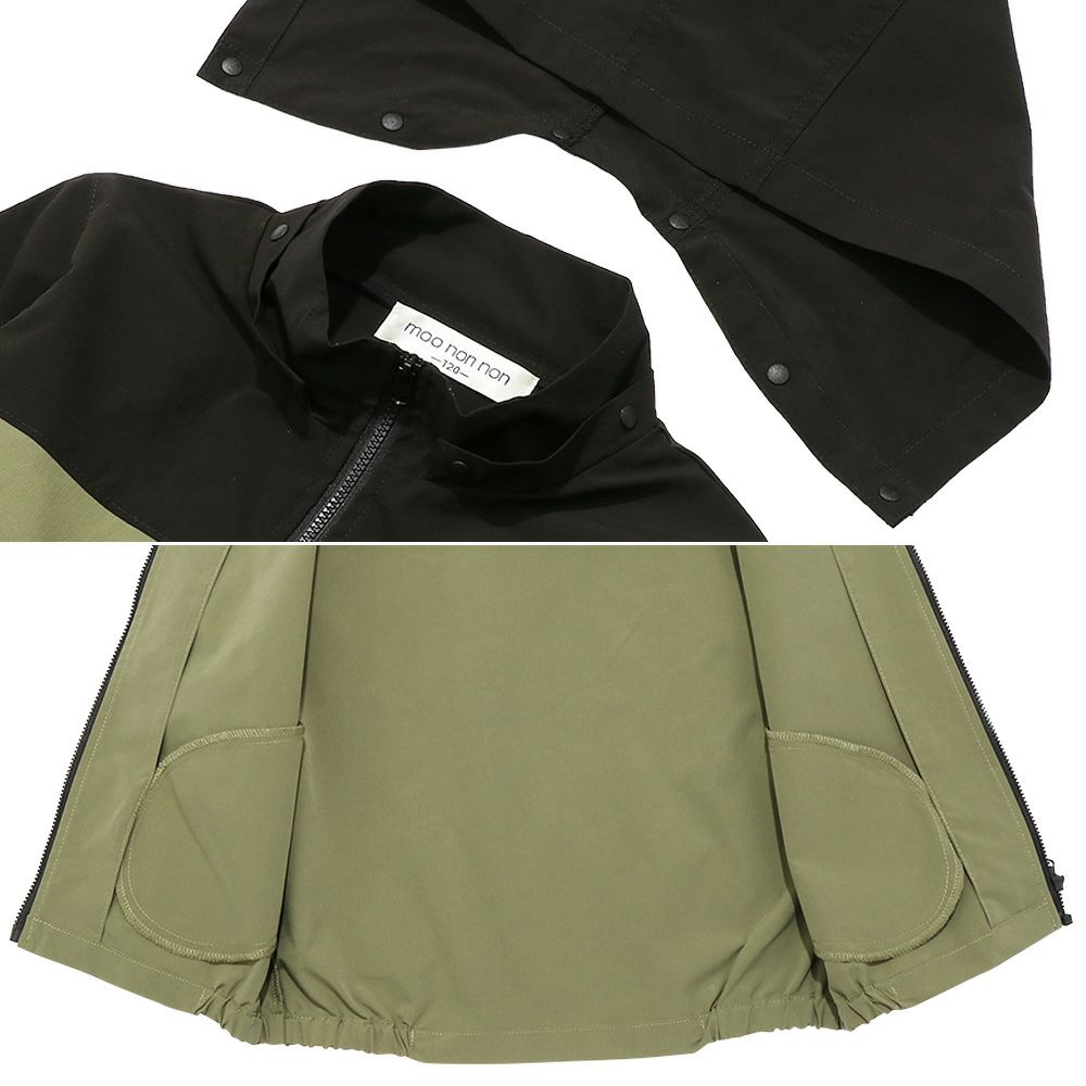 hooded zip-up hoodie Khaki Design point 2