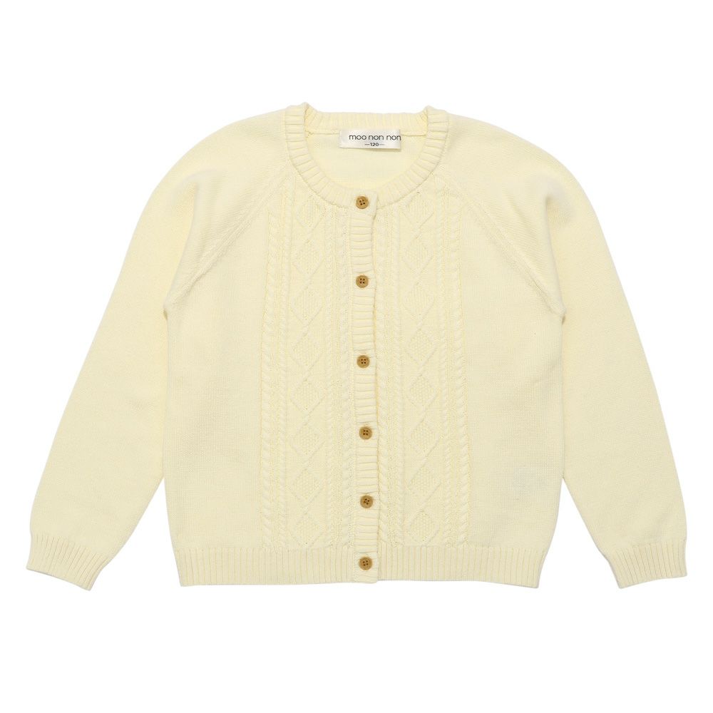 100% cotton cable knit cardigan Off White front
