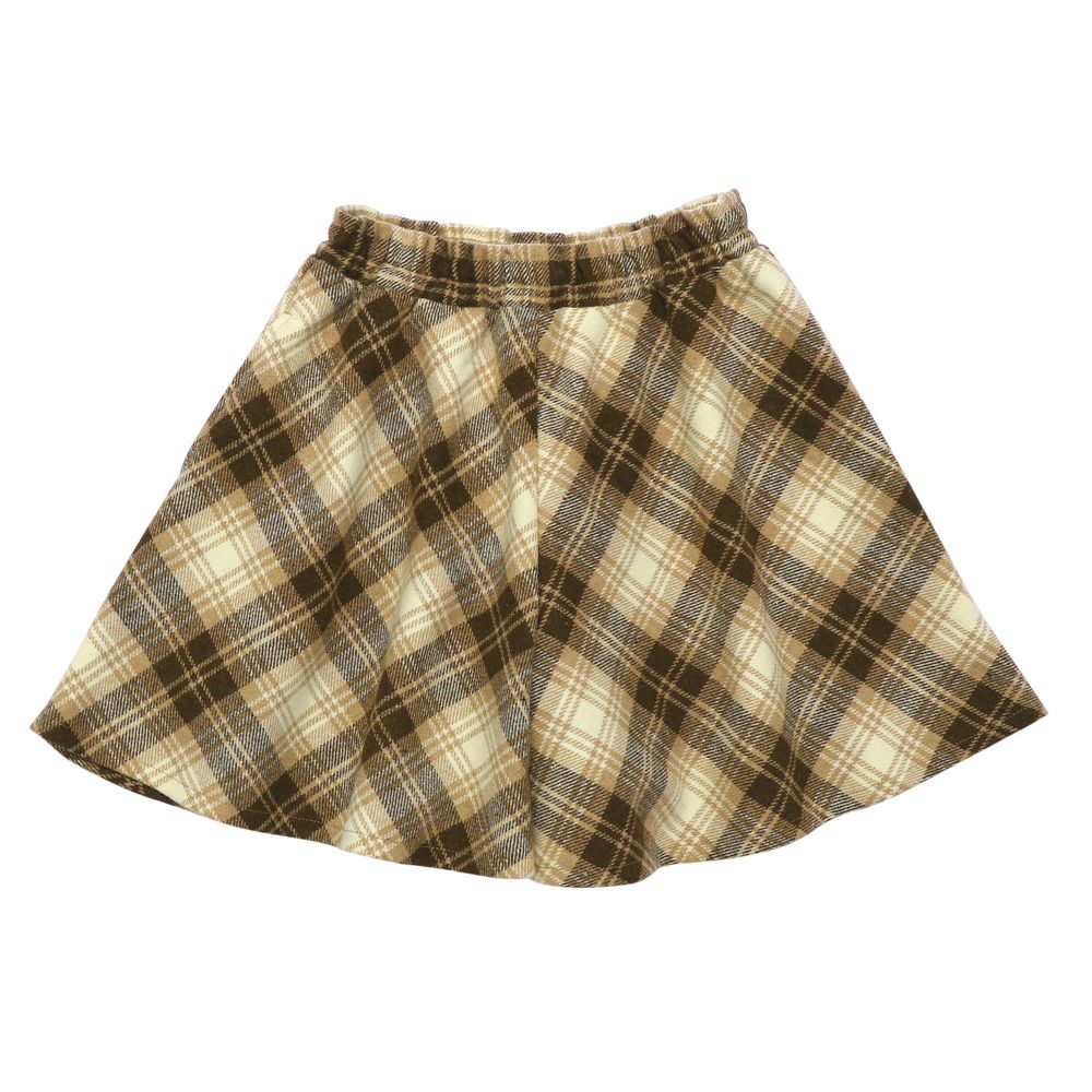 Plaid lined culottes Beige front