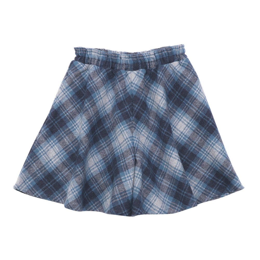 Plaid lined culottes Blue front