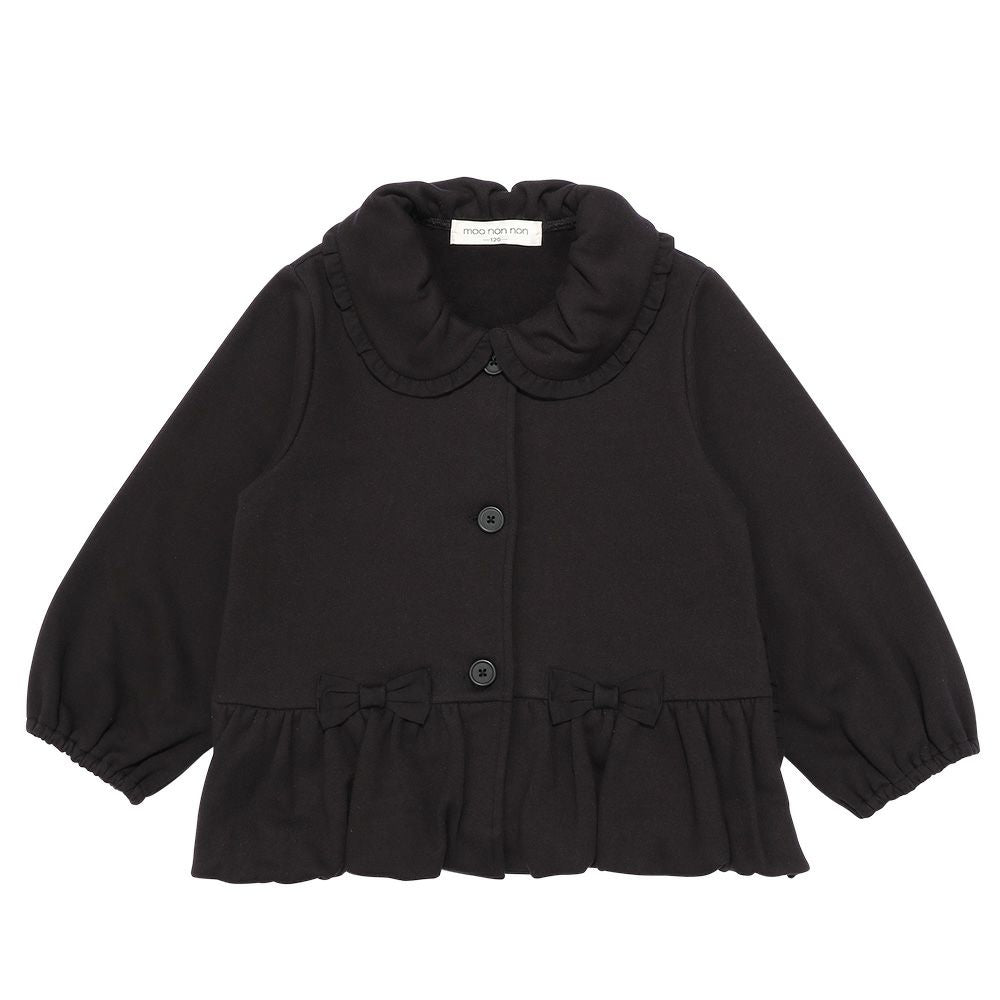 Backly brushed ribbon jacket coat Black front