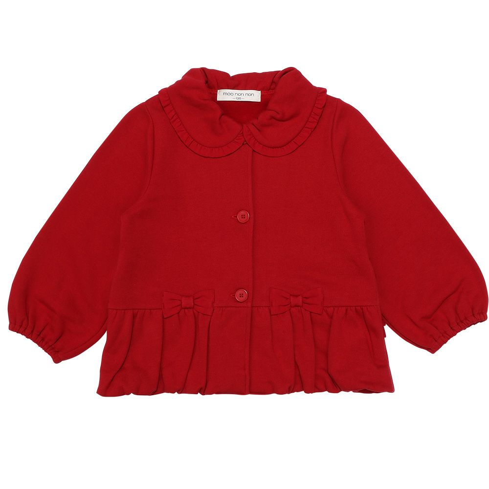 Backly brushed ribbon jacket coat Red front