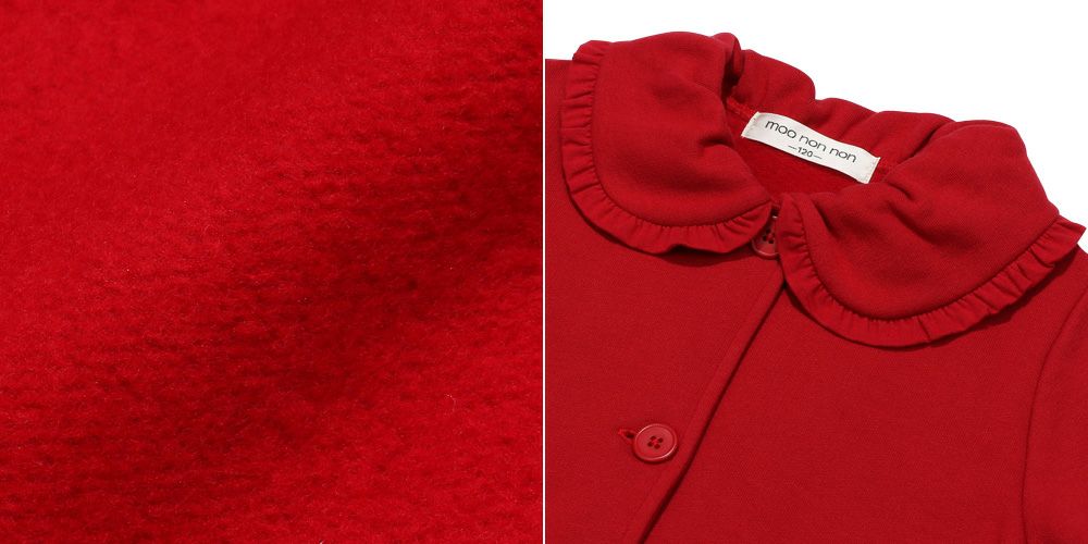 Backly brushed ribbon jacket coat Red Design point 1