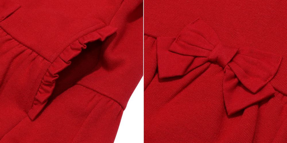 Backly brushed ribbon jacket coat Red Design point 2