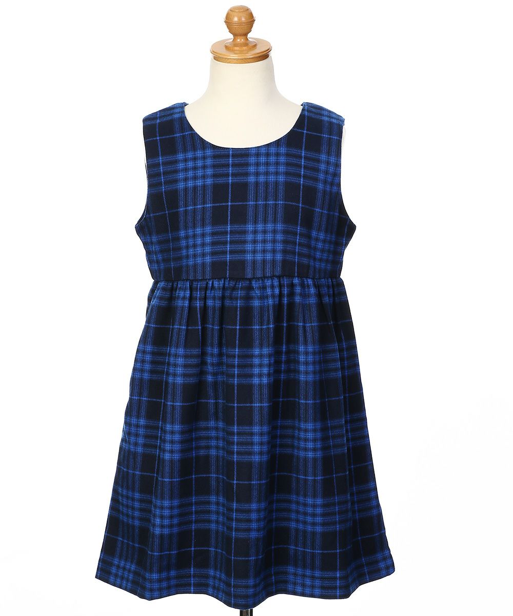 Check pattern gather dress Blue torso