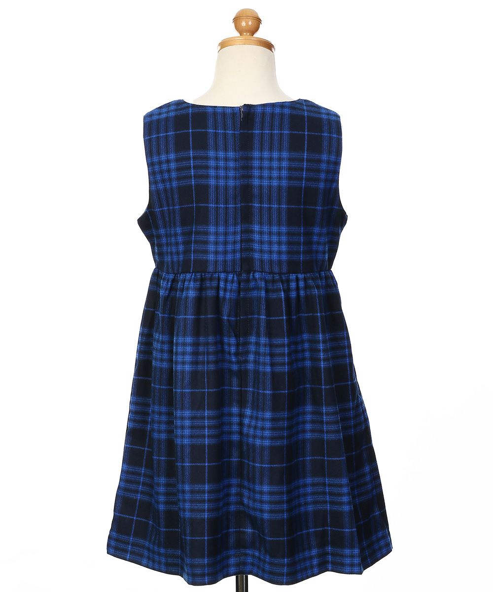 Check pattern gather dress Blue torso