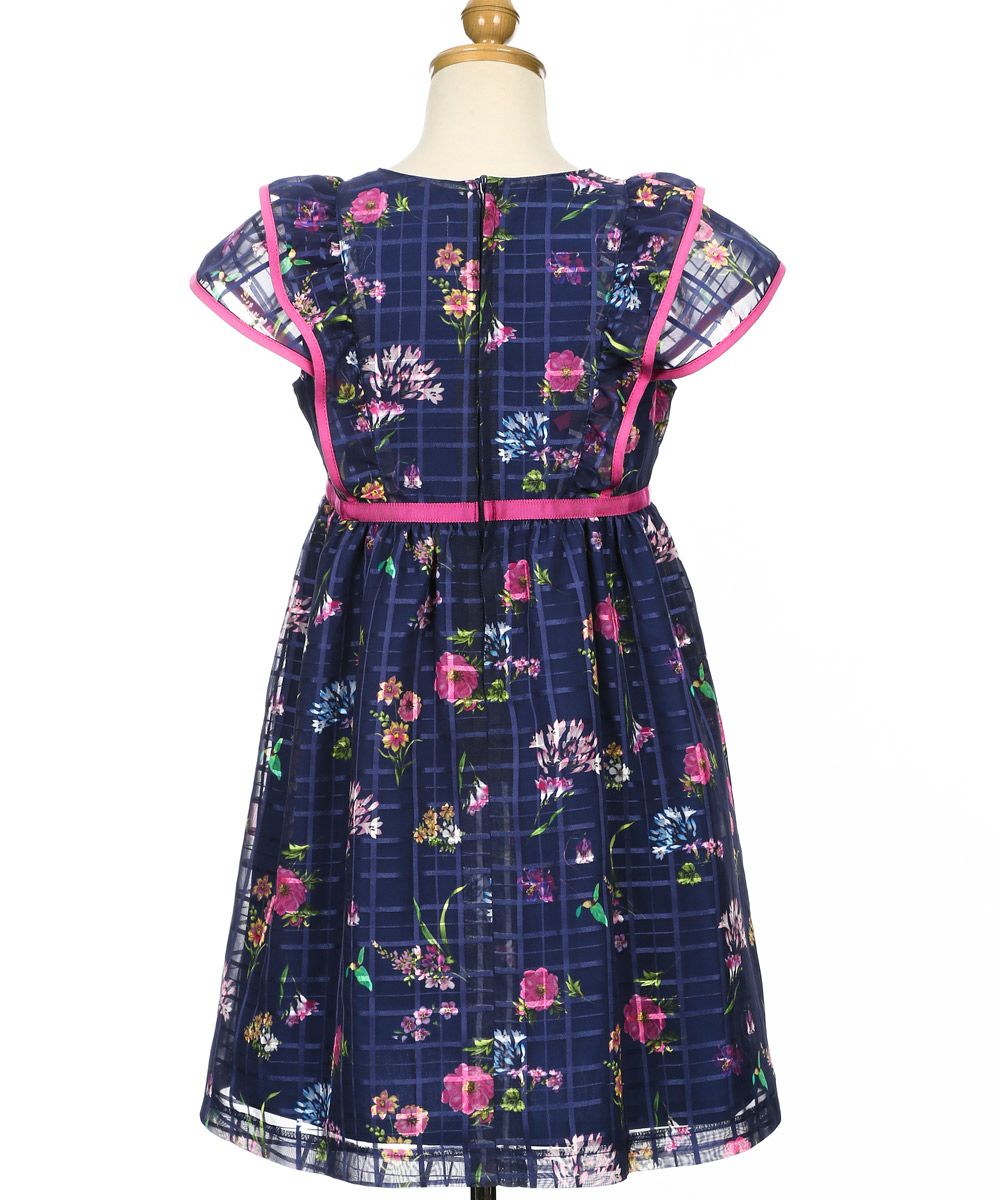 Floral pattern dress with Japanese lining Navy torso