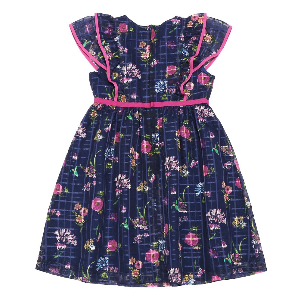 Floral pattern dress with Japanese lining Navy back