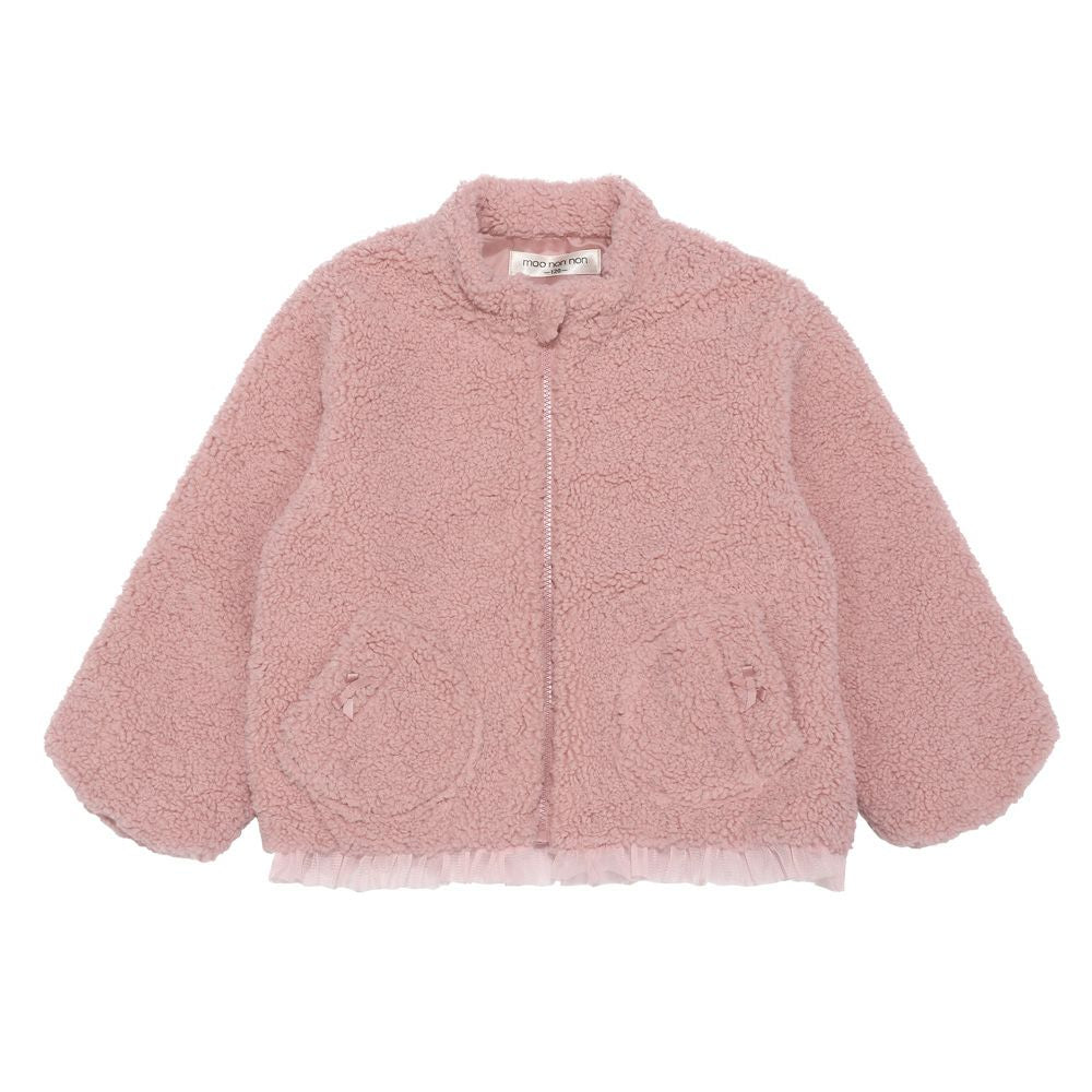 Bore jacket coat Pink front