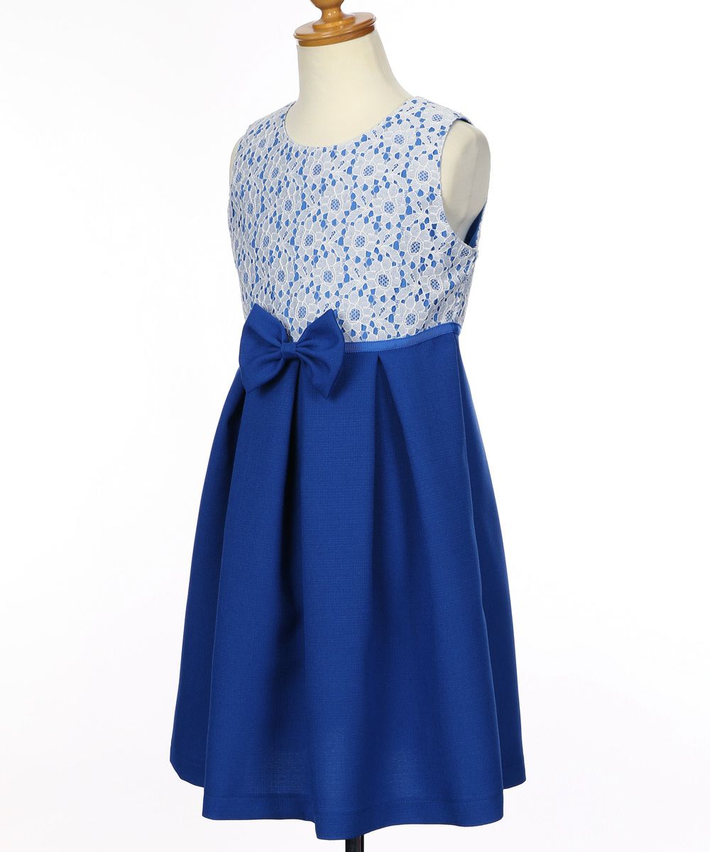Floral lace dress with ribbon made in Japan Navy torso