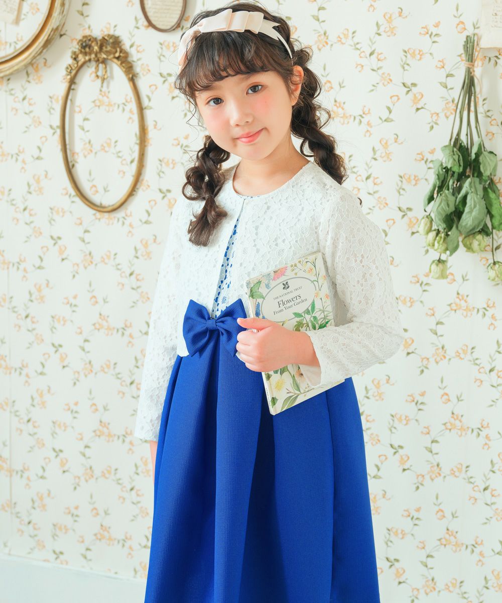 Floral lace dress with ribbon made in Japan Navy model image 3