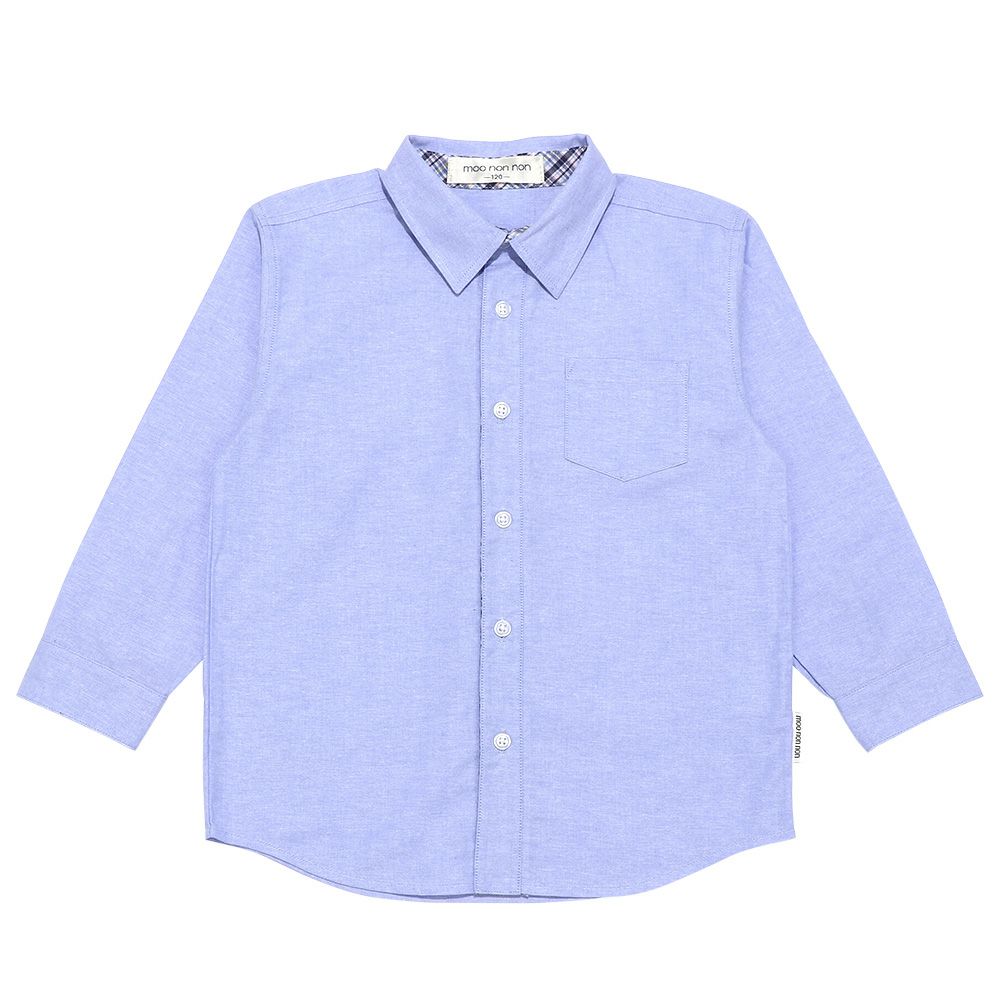 Check pattern switching button shirt Blue front