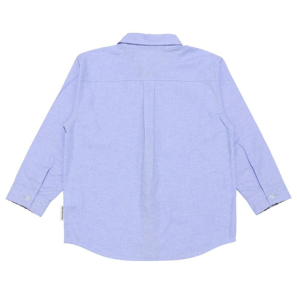 Check pattern switching button shirt Blue back