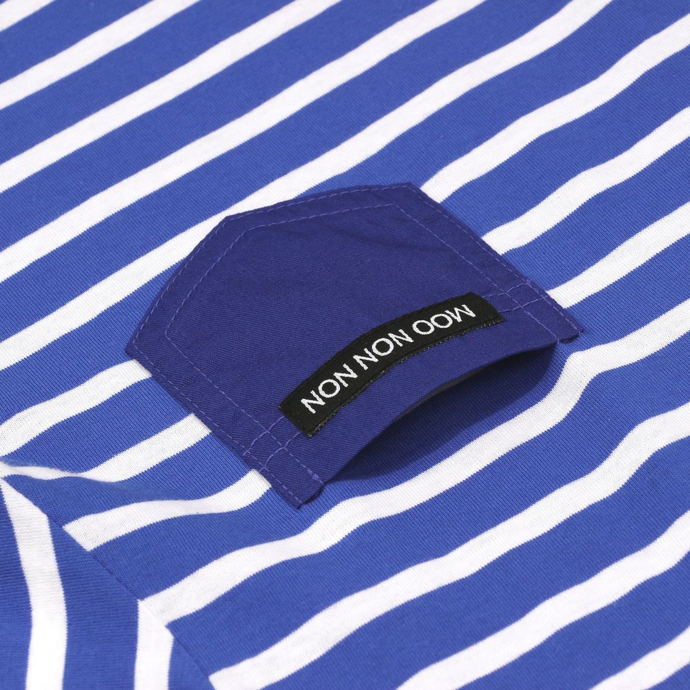 100 % cotton border logo pocket T -shirt Blue Design point 1