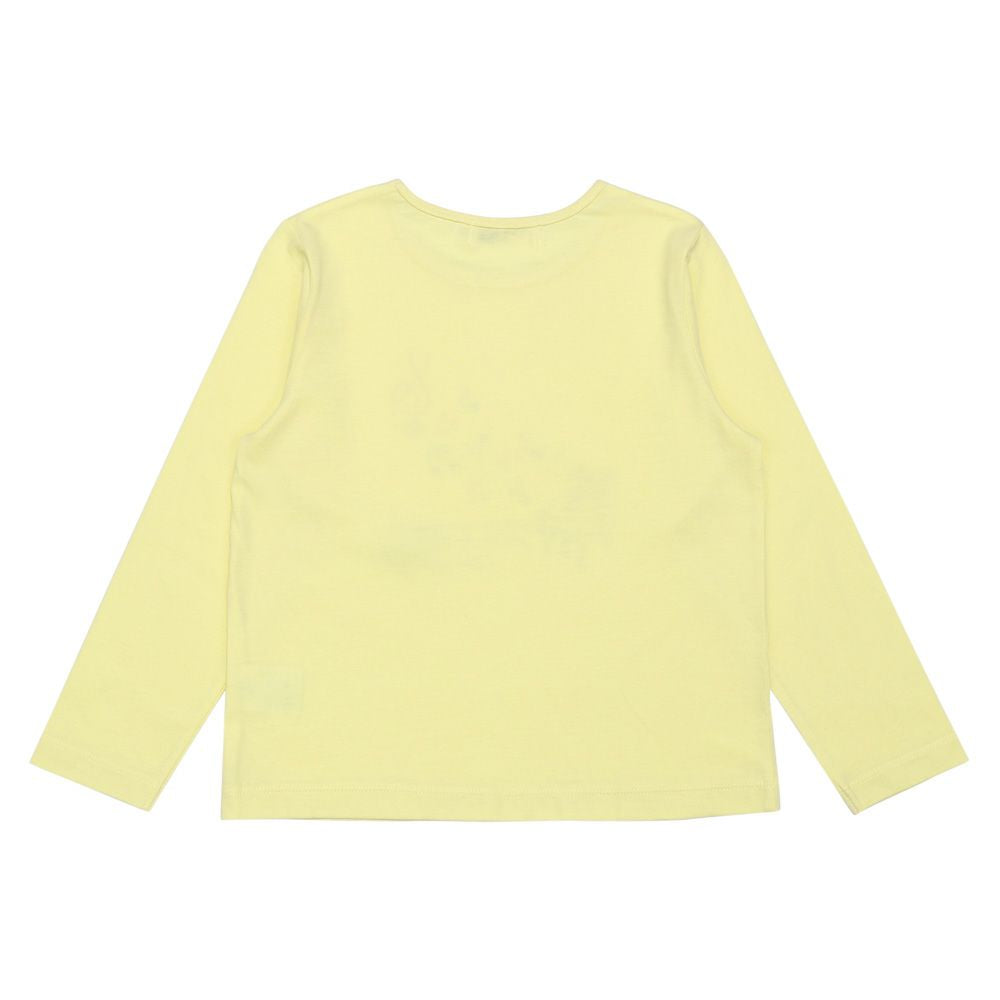 100 % cotton piano / note print print long sleeve T -shirt Yellow back