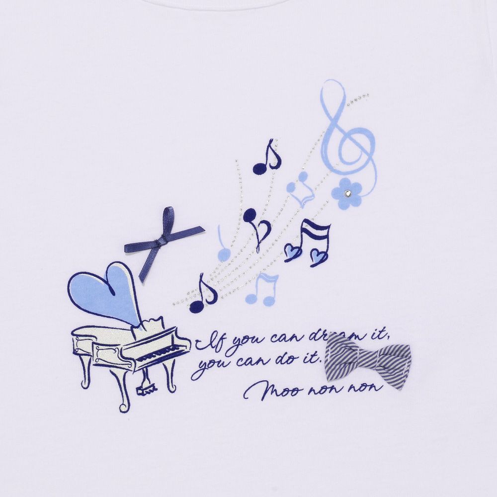 100 % cotton piano / note print print long sleeve T -shirt Off White Design point 1