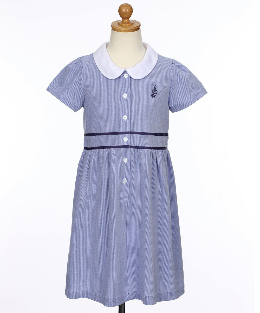 Slaw with collar embroidery dress Blue torso