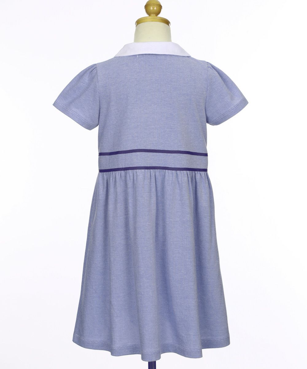 Slaw with collar embroidery dress Blue torso