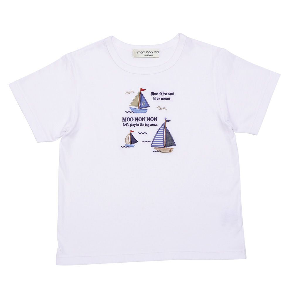 100 % cotton logo yacht embroidery T -shirt Off White front