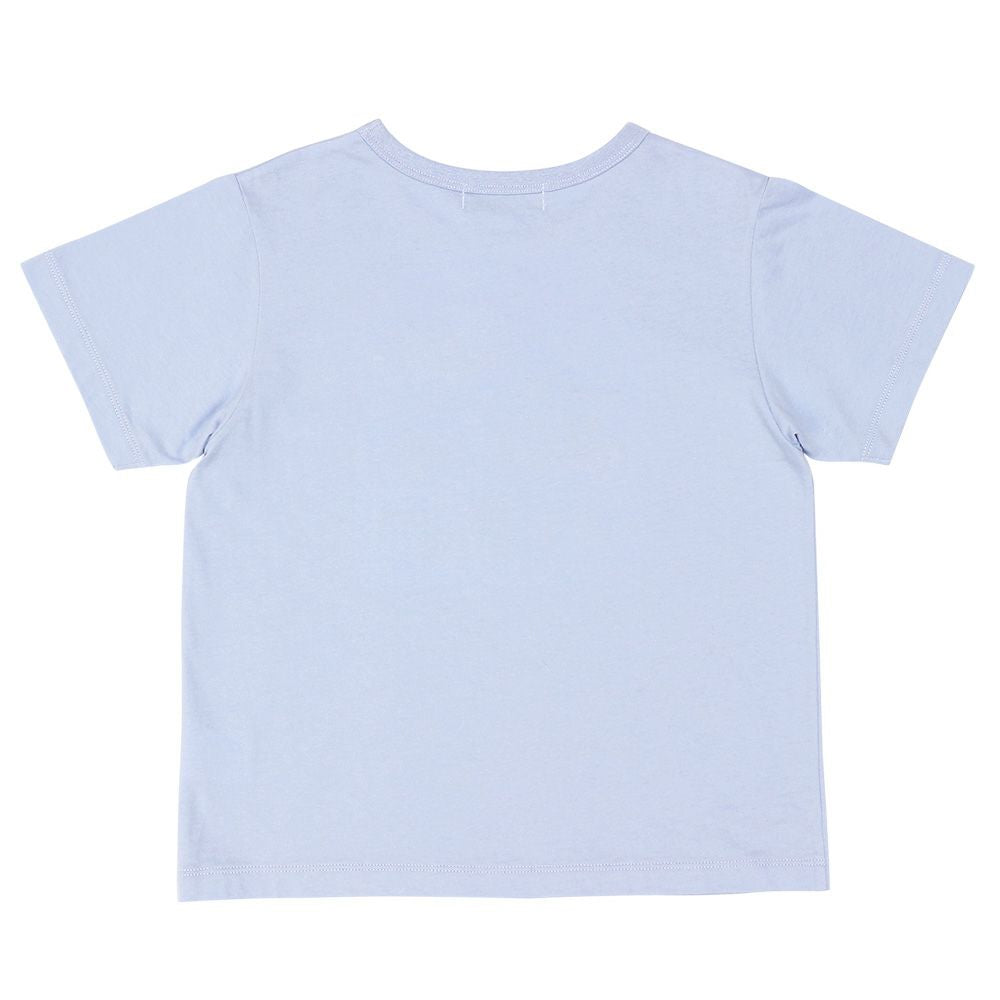 100 % cotton working car embroidery emblem T -shirt Blue back
